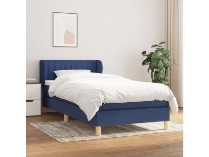 vidaXL Posteľný rám boxspring s matracom modrý 90x190 cm látka
