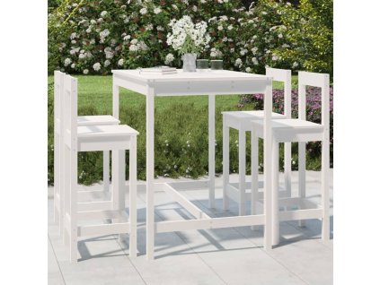 vidaXL 5-dielna záhradná barová súprava biela borovicový masív