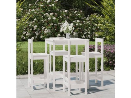 vidaXL 5-dielna záhradná barová súprava biela borovicový masív