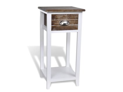 vidaXL Nočný stolík s 1 zásuvkou, hnedý a biely