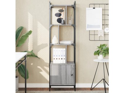 vidaXL Knižnica s dvierkami sivá sonoma 44,5x30x154,5 cm kompoz. drevo