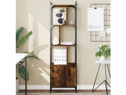 vidaXL Knižnica s dvierkami dymový dub 44,5x30x154,5 cm kompoz. drevo