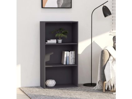 vidaXL Knižnica s 3 policami, sivá 60x30x114 cm, kompozitné drevo