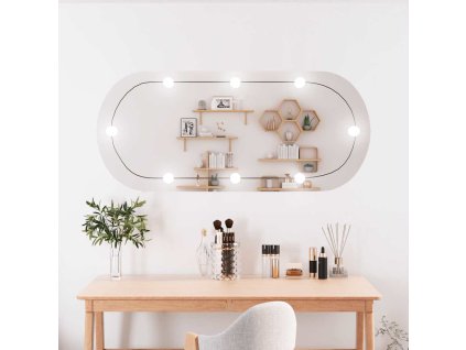 vidaXL Nástenné zrkadlo s LED svetlami 45x100 cm sklo oválne