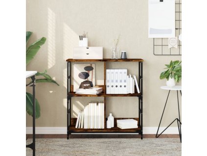 vidaXL Knižnica dymový dub 78,5x33x82 cm kompozitné drevo