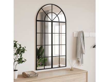 vidaXL Nástenné zrkadlo čierne 60x110 cm oblúkové železné