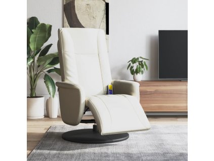 vidaXL Masážne sklápacie kreslo s opierkou na nohy krémové umelá koža