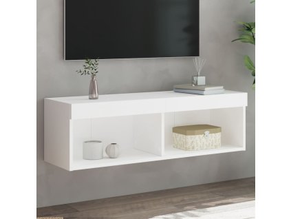 vidaXL TV skrinka s LED svetlami biela 100x30x30 cm