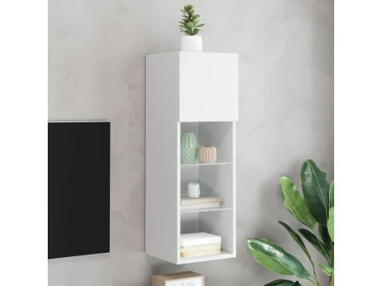 vidaXL TV skrinka s LED svetlami biela 30,5x30x90 cm