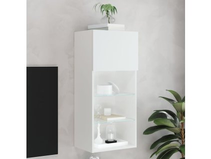 vidaXL TV skrinka s LED svetlami biela 40,5x30x90 cm