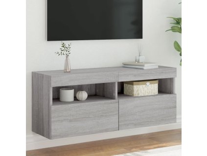 vidaXL TV nástenná skrinka s LED svetlami sivá sonoma 100x30x40 cm