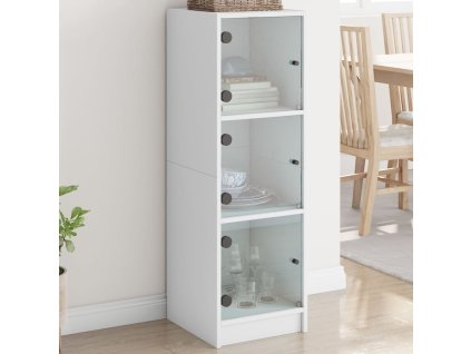 vidaXL Vysoká skrinka so sklenenými dverami biela 35x37x109 cm