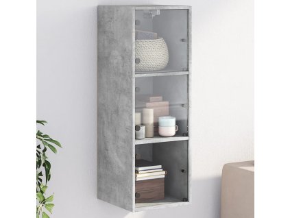 vidaXL Bočná skrinka sklenené dvierka betónovo sivá 35x37x100 cm