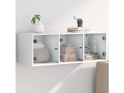 vidaXL Bočná skrinka so sklenenými dvierkami biela 102x37x35 cm