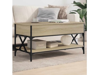 vidaXL Konferenčný stolík dub sonoma 100x50x50 cm kompozit.drevo a kov