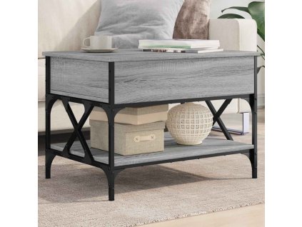 vidaXL Konferenčný stolík sivý sonoma 70x50x50 cm kompoz. drevo a kov