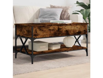 vidaXL Konferenčný stolík dymový dub 100x50x50 cm kompozit.drevo a kov