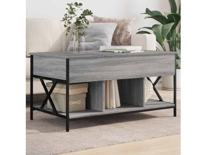 vidaXL Konferenčný stolík sivý sonoma 100x55x50 cm kompoz. drevo a kov