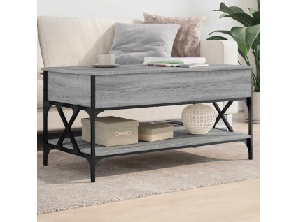 vidaXL Konferenčný stolík sivý sonoma 100x50x50 cm kompoz. drevo a kov