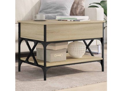 vidaXL Konferenčný stolík dub sonoma 70x50x50 cm kompozit. drevo a kov