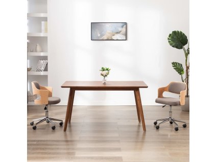 vidaXL Otočná jedálenská stolička, sivohnedá, ohýbané drevo a látka