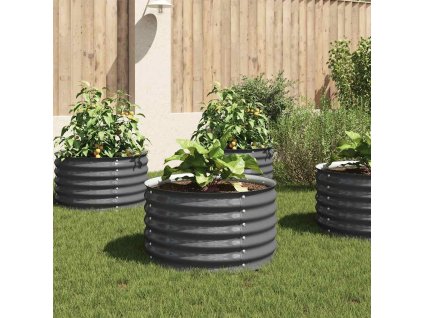 vidaXL Vyvýšený záhradný záhon 80x80x44 cm, pozinkovaná oceľ, sivý