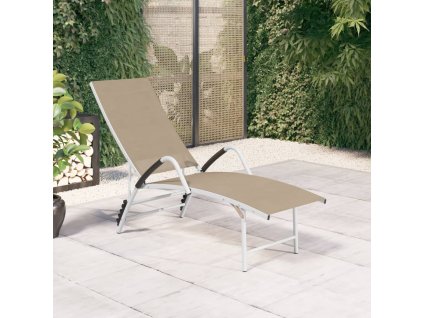 vidaXL Záhradné ležadlo hliník a textilén krémové