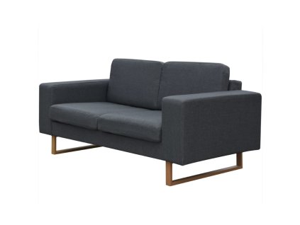 vidaXL Dvojmiestna pohovka s textilným čalúnením, tmavo sivá