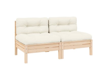 vidaXL 2-miestna záhradná pohovka, krémové podložky, borovicový masív