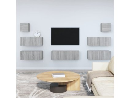 vidaXL 7-dielna sada TV skriniek sivá sonoma spracované drevo