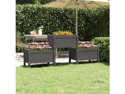 vidaXL Kvetináč sivý 178,5x44x75 cm borovicový masív