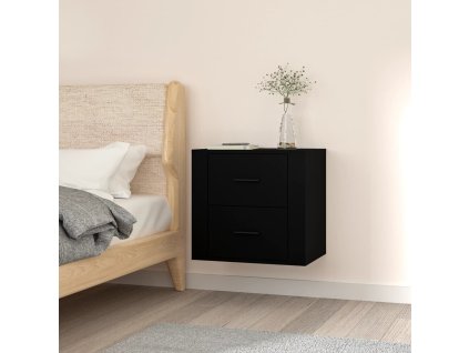 vidaXL Nástenný nočný stolík čierny 50x36x47 cm