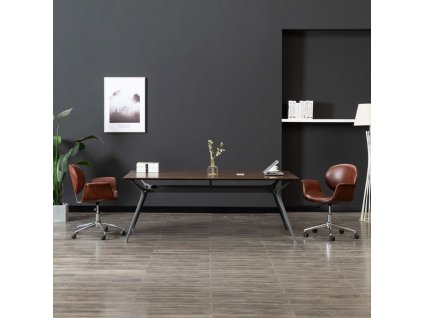 vidaXL Otočné jedálenské stoličky 2 ks hnedé umelá koža