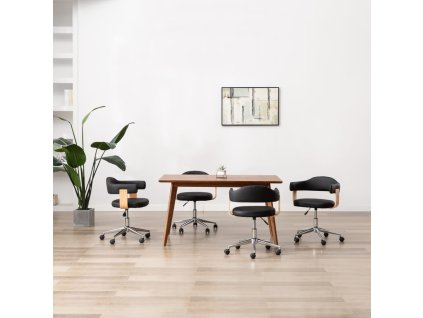 vidaXL Otočné jedálenské stoličky 4 ks čierne umelá koža