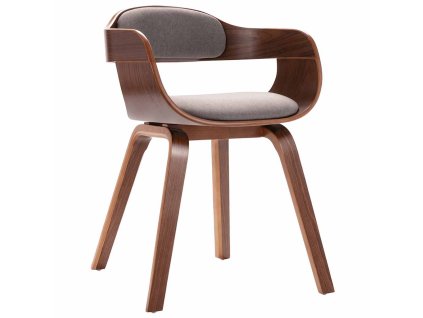 vidaXL Jedálenská stolička, sivohnedá, ohýbané drevo a látka