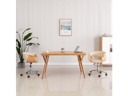 vidaXL Otočné jedálenské stoličky 2 ks krémové umelá koža