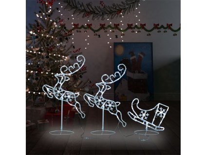 vidaXL Vianočný lietajúci sob a sane, akryl 260x21x87cm, studená biela