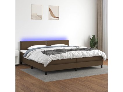 vidaXL Posteľ boxsping s matracom a LED tmavohnedá 200x200 cm látka