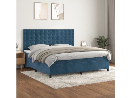vidaXL Posteľný rám boxsping s matracom tmavomodrý 200x200 cm zamat