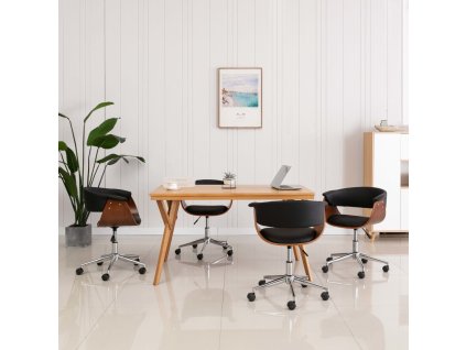 vidaXL Otočné jedálenské stoličky 4 ks čierne umelá koža