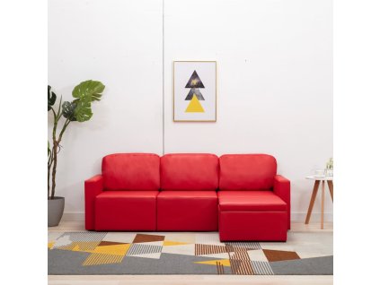 vidaXL 3-miestna modulárna rozkladacia pohovka červená umelá koža