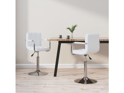 vidaXL Otočné jedálenské stoličky 2 ks biele umelá koža