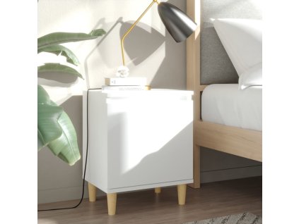 vidaXL Nočné stolíky 2 ks nohy z masívneho dreva biele 40x30x50 cm