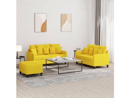 vidaXL 3-dielna sedacia súprava s vankúšmi bledožltá látka