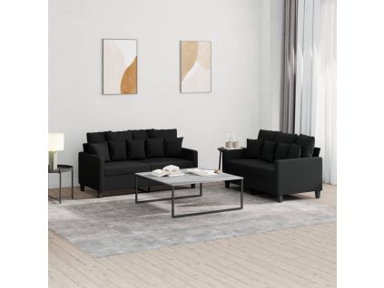 vidaXL 2-dielna sedacia súprava s vankúšmi čierna látka