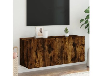 vidaXL TV skrinka nástenná dymový dub 100x30x41 cm