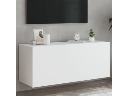 vidaXL TV nástenná skrinka s LED svetlami biela 100x35x41 cm