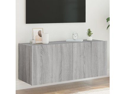 vidaXL TV nástenná skrinka s LED svetlami sivá sonoma 100x35x41 cm