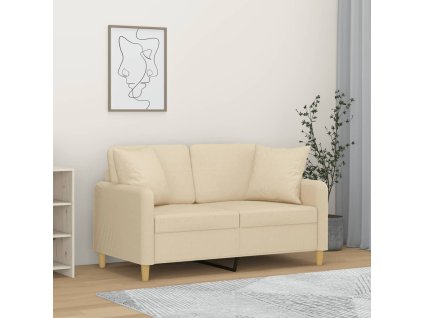 vidaXL 2-miestna pohovka s vankúšikmi krémová 120 cm látka