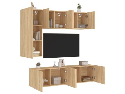 vidaXL 5-dielne TV nástenné skrinky dub sonoma kompozitné drevo